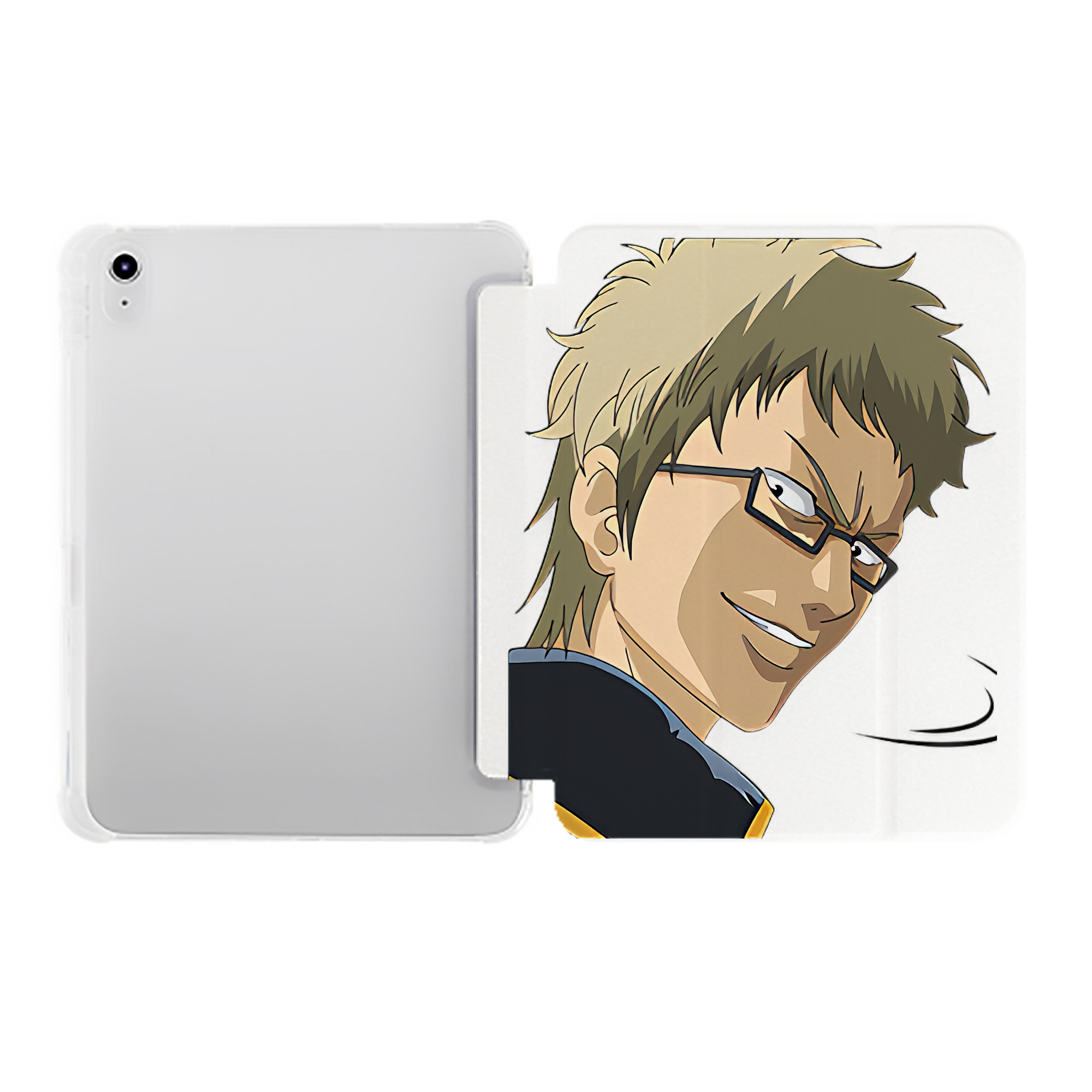 （画像用） ぎんたま 坂田銀時（さかたぎんとき） 神楽 志村新八（しむら しんぱち） GINTAMA Sakata Gintoki Kagura Shimura Shinpachi IPad ケース ペン収納付き 三つ折りスタンド PUレザー×シリコン 対応機種9.5/10.5/10.9インチ